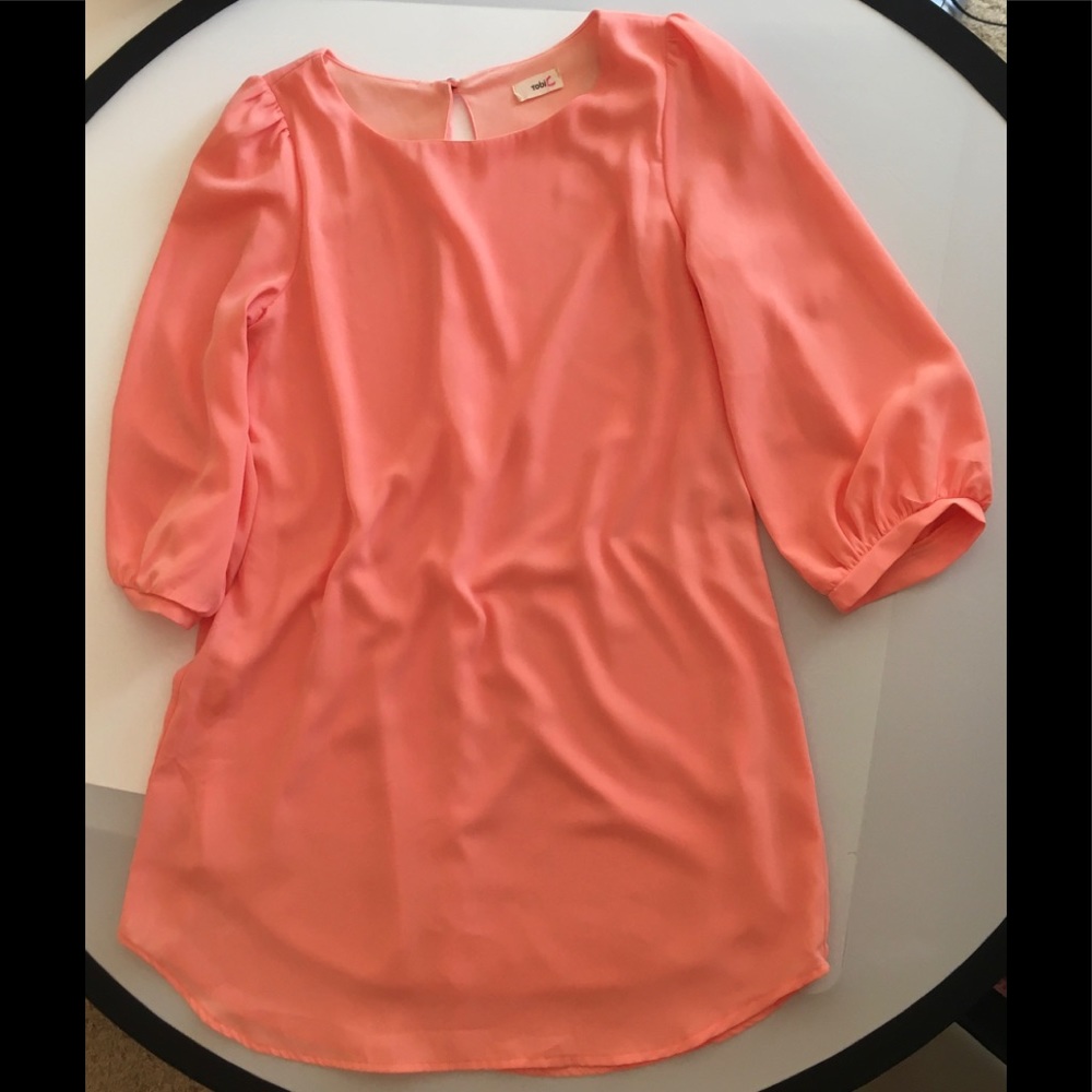 Tobi Women's Top TUNIC Peach Orange 3/4 Sleeve Siz